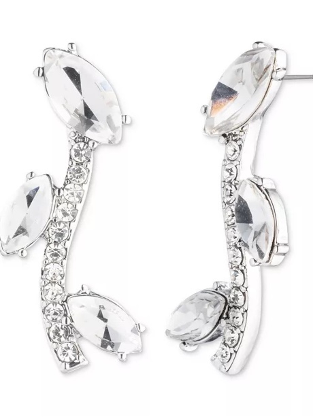 Givenchy Silver Tone Crystal Viney Crawler Earrings - Picture 6 of 6